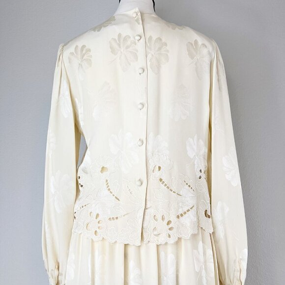 Vintage Umi Collections by Anne Crimmins 100% Silk Cream Dress & Jacket Size 8 - Picture 9 of 14